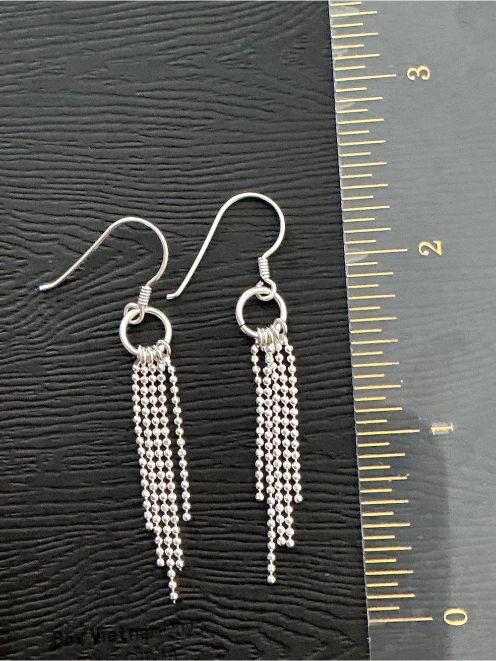 NEW 925 Peruvian Sterling Silver Ball Chain Fringe Dangle Earrings 1.5"